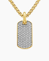Chevron Tag in 18K Yellow Gold with Diamonds, 27mm